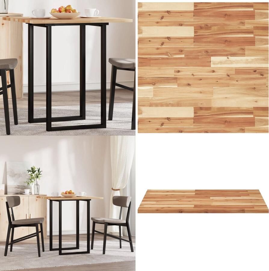 VidaXL Tafelblad vierkant 70x70x2 cm massief acaciahout Tafelblad Tafelbladen Vervangend Tafelblad Meubelpaneel
