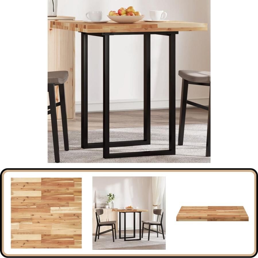 VidaXL Tafelblad Vierkant 70x70x4 cm Acaciahout Houten Tafelblad Acacia Tafelblad Eetkamertafel Bistrotafel Bijzettafel - Foto 2