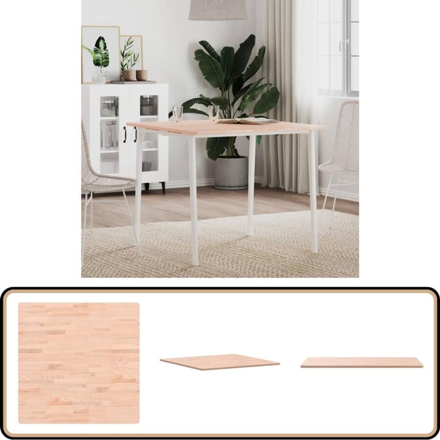 VidaXL Tafelblad Vierkant 80x80 cm Massief Beukenhout Tafelblad Houten Tafelblad Beukenhouten Tafelblad Vierkant Tafelblad Eetkamertafel Blad