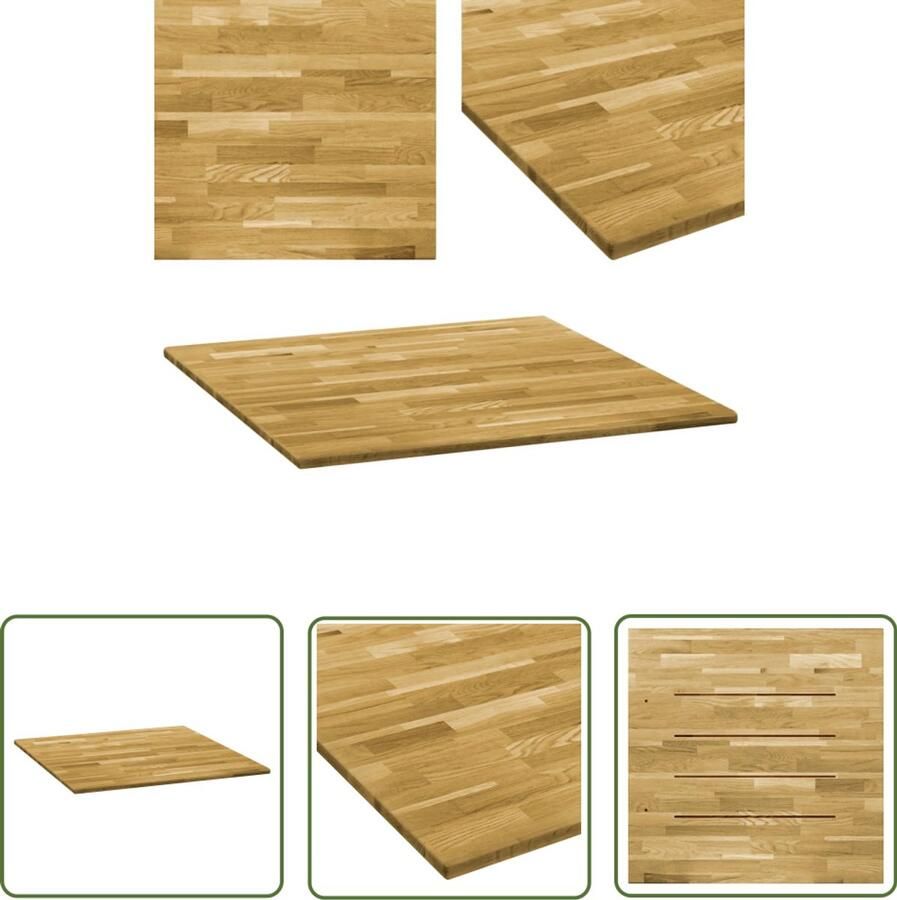 VidaXL Tafelblad Vierkant 80x80 cm Massief Eiken Tafelblad Massief Eikenhout Tafelblad Vervangen Eetkamertafel Salontafel Binnengebruik
