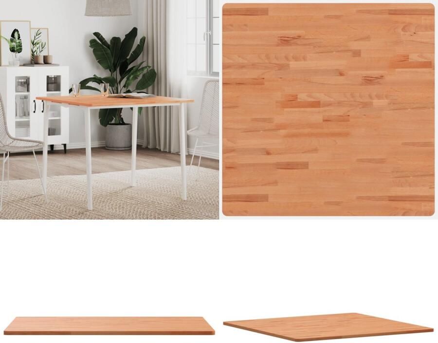 VidaXL Tafelblad vierkant 80x80x1 5 cm massief beukenhout Tafelblad Tafelbladen Vervangend Tafelblad Blad