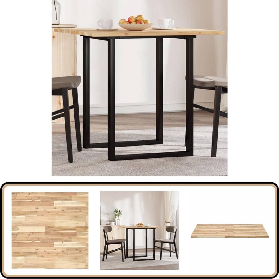 VidaXL Tafelblad Vierkant 80x80x2 cm Acaciahout Tafeltblad Acacia Hout Tafelblad Vierkant Bureau Blad Vintage Tafel