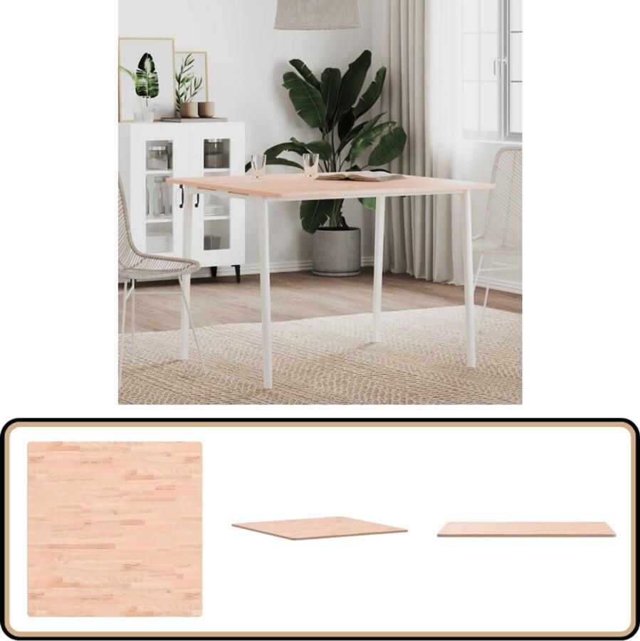 VidaXL Tafelblad Vierkant 90x90 cm Beukenhout Tafelblad Beukenhout Massief Hout Vierkant Tafelblad Eettafel Blad Salontafel Vintage Tafel Landelijke Tafel