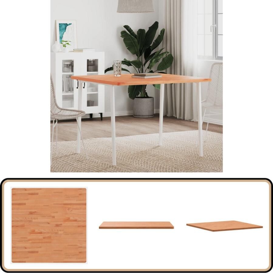 VidaXL Tafelblad Vierkant 90x90 cm Massief Beukenhout Tafelblad Houten Tafelblad Beukenhouten Tafelblad Eetkamertafel Blad Tafelblad Vervangen Salontafelblad