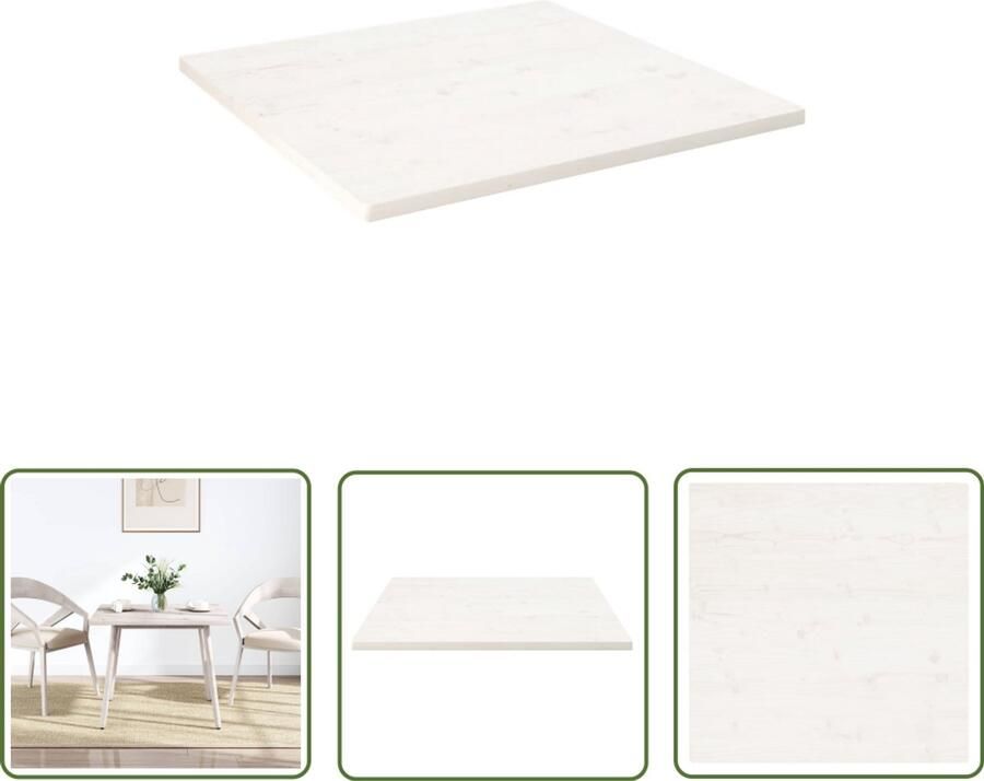 VidaXL Tafelblad Vierkant 90x90 cm Wit Grenenhout Tafelblad Grenenhout Wit Vintage Tafel Design Tafel Salontafel Bijzet Tafellamp Eetkamerstoel