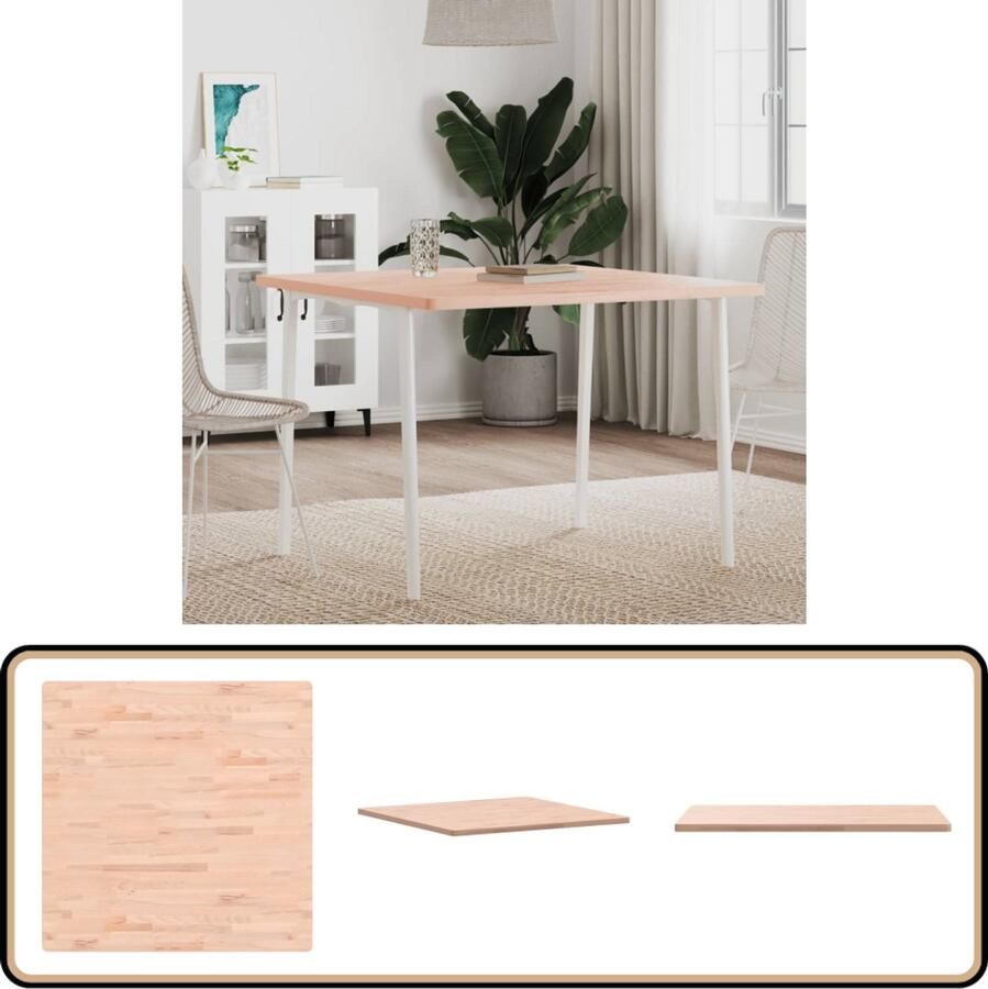 VidaXL Tafelblad Vierkant 90x90x2 5 cm Beukenhout Tafelblad Beukenhout Eetkamertafel Tafel Vervangen Massief Hout