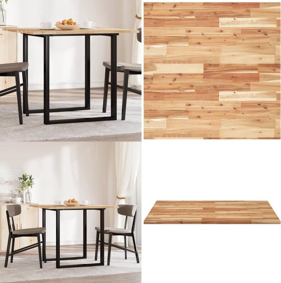 VidaXL Tafelblad vierkant 90x90x2 cm massief acaciahout Tafelblad Tafelbladen Vervangend Tafelblad Meubelpaneel