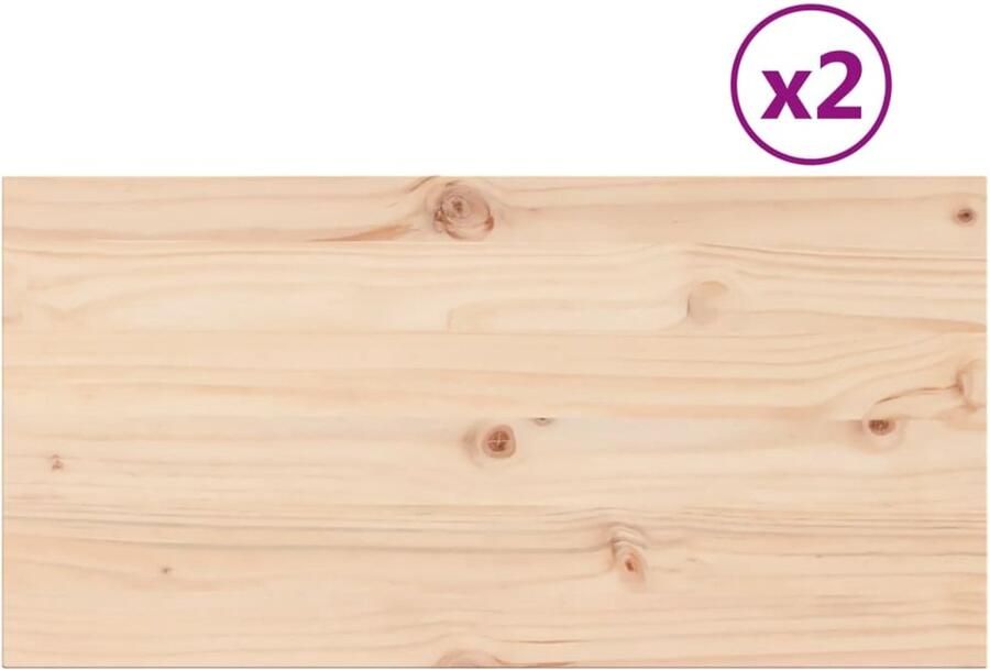 The Living Store Tafelbladen 2 st rechthoekig 90x45x1 7 cm massief grenenhout Tafeltblad Grenenhout Tafelblad Vervangen Rustic Design Salontafel - Foto 2