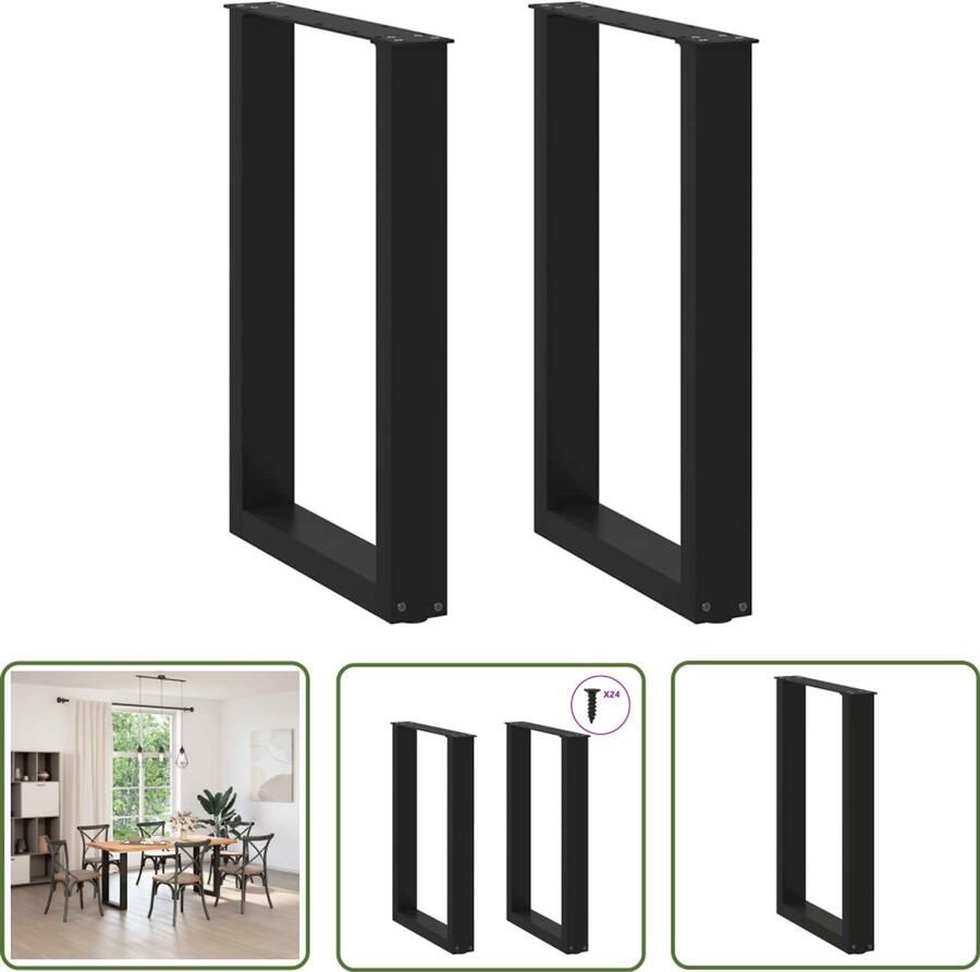 The Living Store Eettafelpoten 2 st U-vormig 50x(72-73) cm staal zwart Eettafelpoten Tafelpoten Eetkamerstoel Salontafelpoten Metalen Tafelpoten