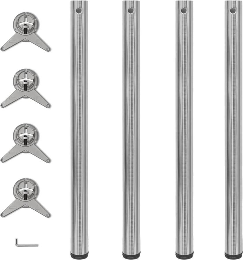 VidaXL Tafelpoten verstelbaar 870mm Geborsteld nikkel 4 stuks Tafelpoten Kopen Verstelbare Tafelpoten Metalen Tafelpoten Zilveren Tafelpoten - Foto 2