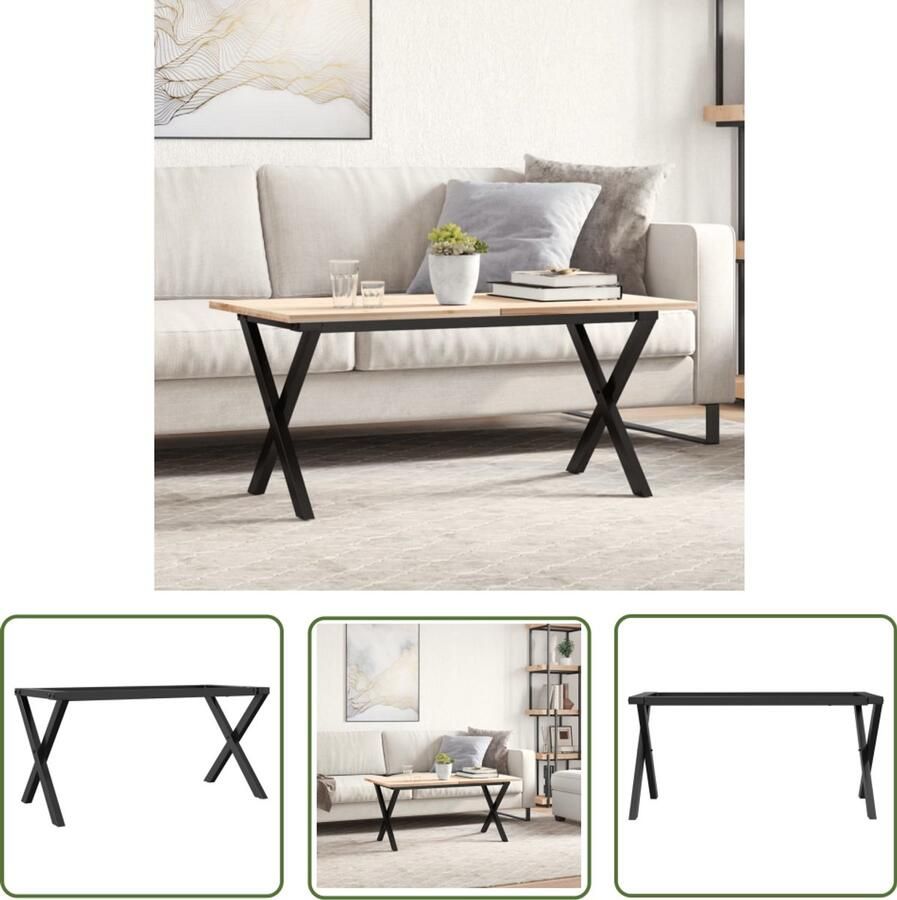 VidaXL Tafelpoten Salontafel Poten Salontafelpoten X-frame 70x30x43 cm staal Industrieel Meubilair Metalen Tafelpoten Zwarte Tafelpoten