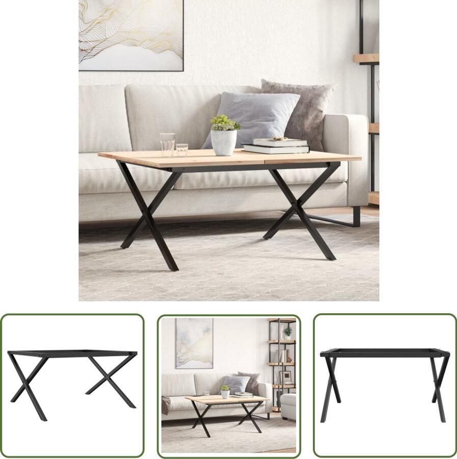 The Living Store X-Frame salontafel tafelpoten 70 x 60 x 43 cm Massief gietijzer Salontafel Potten Tafelpoten Gietijzeren Tafelpoten Zwarte Tafelpoten Industriële Tafelpoten