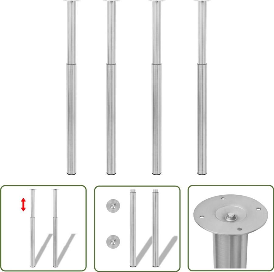 VidaXL Tafelpoten Telescopisch 710-1100mm Telescopische Tafelpoten Tafelbenen Salontafels Eetkamertafels Bureaublad Keukenblad Design Meubilair Metalen Tafelpoten