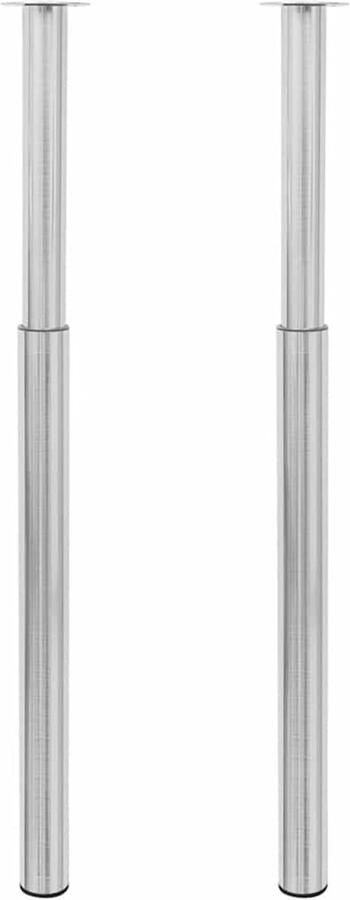 VidaXL Tafelpoten telescopisch geborsteld nikkel 2 stuks Telescopische Tafelpoten Bureau Poten Barstoel Poten Metalen Tafelpoten Zwarte Tafelpoten Aanpasbare Tafelpoten Robuuste Tafelpoten Eenvoudige Montage Nickel