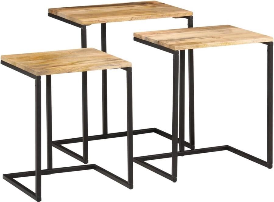 VidaXL Nesttafel Nesttafels Bijzettafel Banktafel Tafeltjesset 3 st massief acaciahout