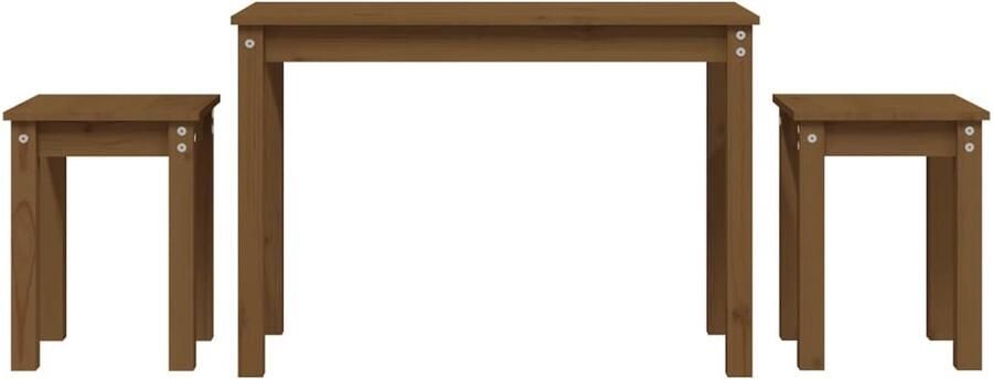 VidaXL -Tafeltjesset-3-st-massief-grenenhout-honingbruin - Foto 3