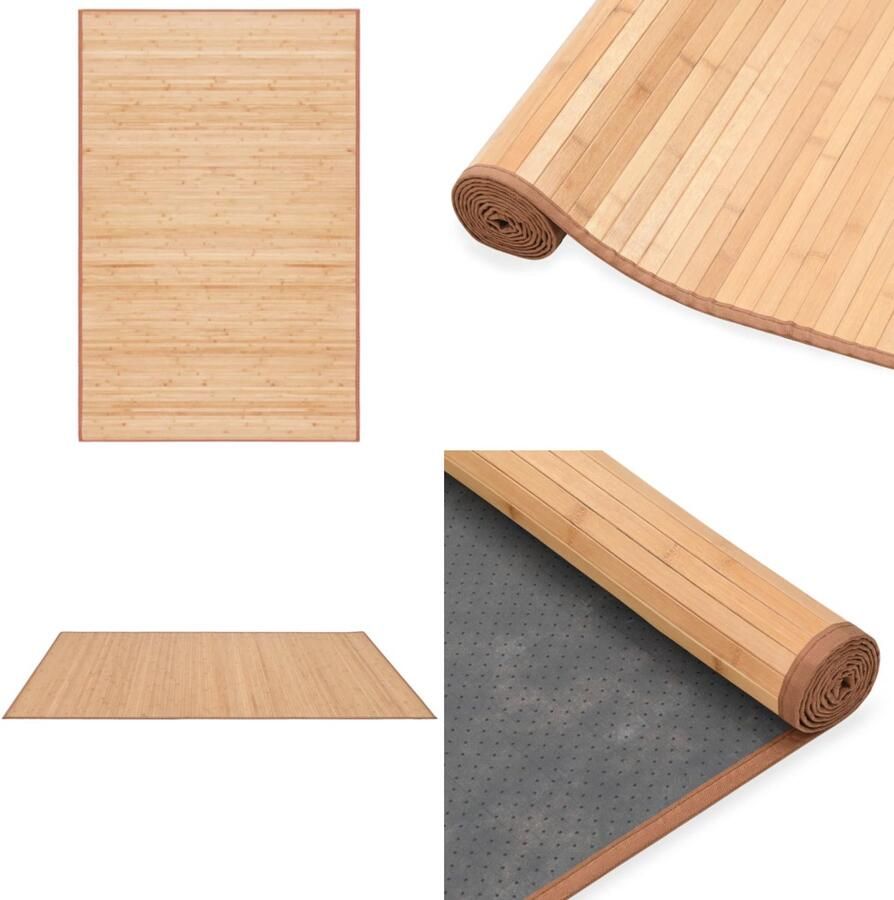 VidaXL Tapijt 100x160 cm bamboe bruin Tapijt Tapijten Bamboetapijt Bamboetapijten