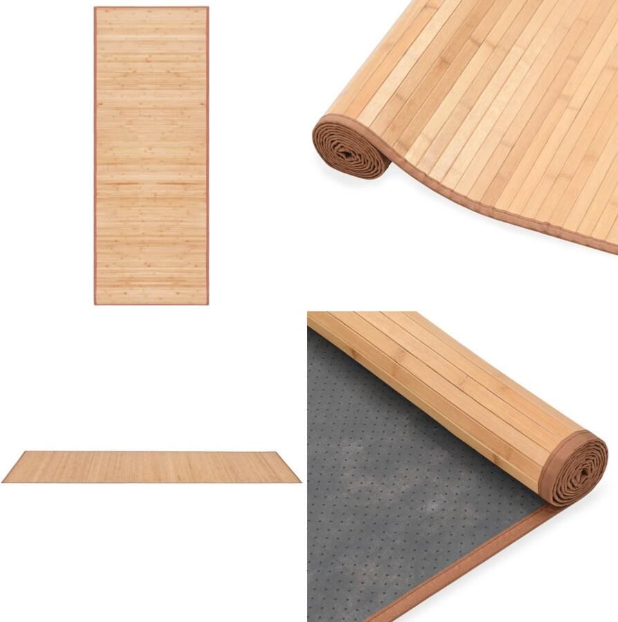 VidaXL Tapijt 80x200 cm bamboe bruin Tapijt Tapijten Bamboetapijt Bamboetapijten