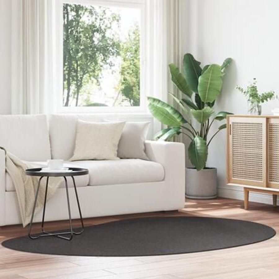 VidaXL Vloerkleden Anthraciet Wol 140 x 200 cm Ovaal Vloerkleed Ovaal