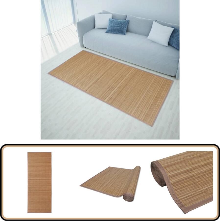 VidaXL Tapijt Bamboe Bruin 100x160 cm Anti-slip Bamboe Tapijt Bruine Tapijt Vloerkleden Kamer Decoreren Woonaccessoires Living Room Decor Modern Tapijt Anti Slip Tapijt Groot Formaat
