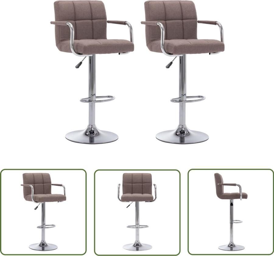 The Living Store Barstoelen 2 st stof taupe Barstoel Tapijt Eetkamerstoel Designmeubel Lounge Meubels