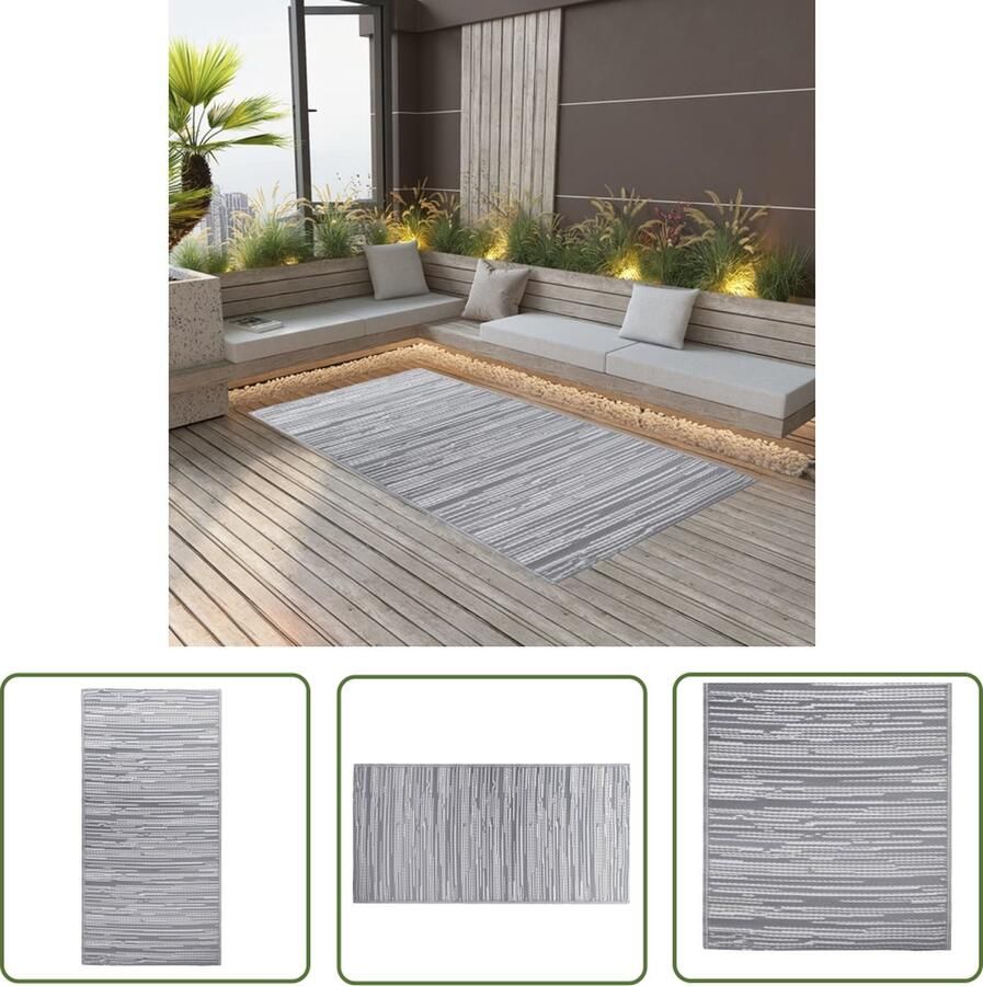 The Living Store Buitenkleed ARAKIL 80x150 cm PP grijs Tuintapijt Buitentapijt Terras Tapijt Outdoor Vloerkleed Polypropylene Tapijt