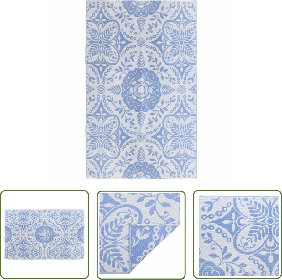 The Living Store Buitenkleed ARAKIL 190x290 cm PP babyblauw Tuintapijt Outdoor Tapijt Patio Dekens Veranda Vloerbedekking Blauw Tapijt