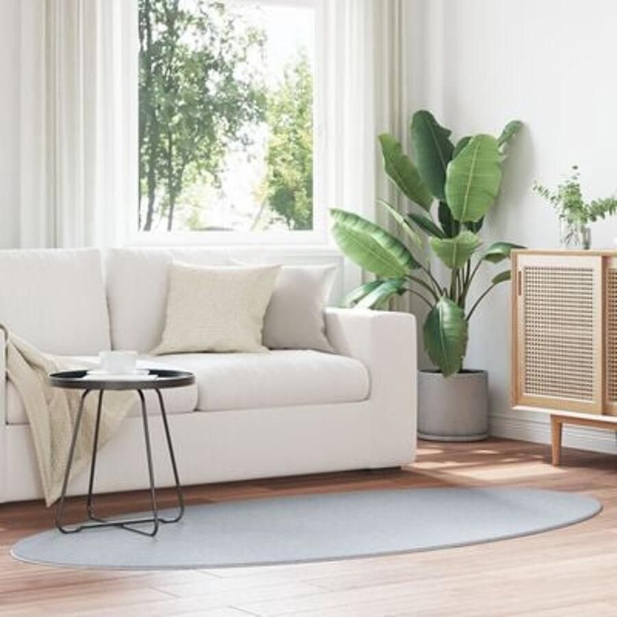 VidaXL Vloerkleden Grijs Wol 100 x 200 cm Vloerkleden Ovaal Modern - Foto 3