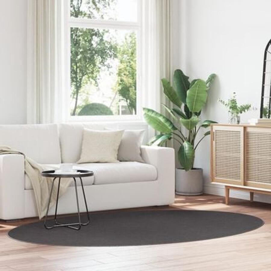 VidaXL Kleden Anthraciet Polyester 160 x 230 cm Accentkleed Rond