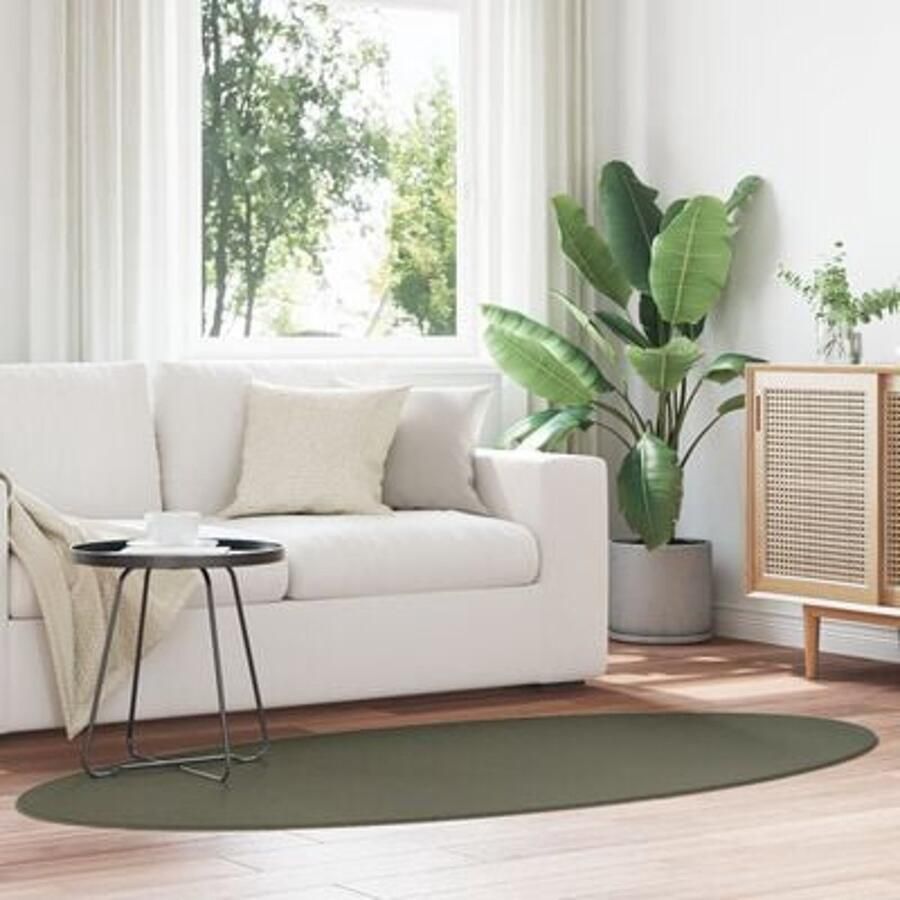 VidaXL Vloerkleden Bosgroen Polyester 120 x 170 cm Vloerkleden Ovaal - Foto 3