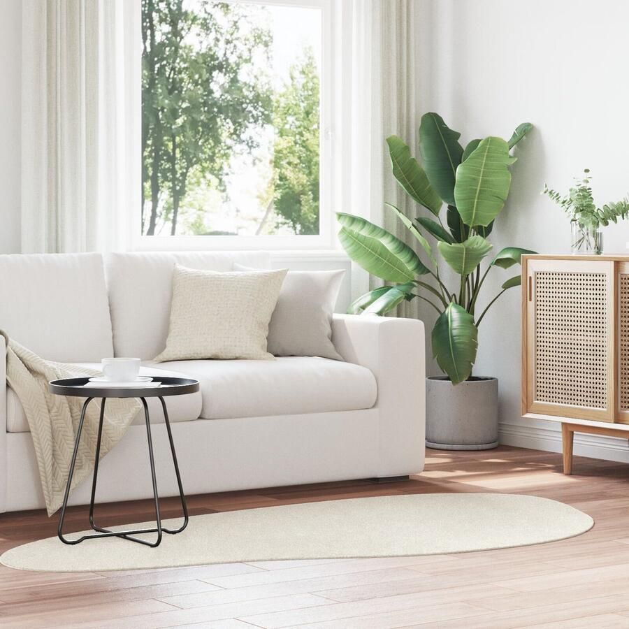 VidaXL Vloerkleed HUARTE Korte Pluizige Zachte en Wasbare Crème 100x200 cm