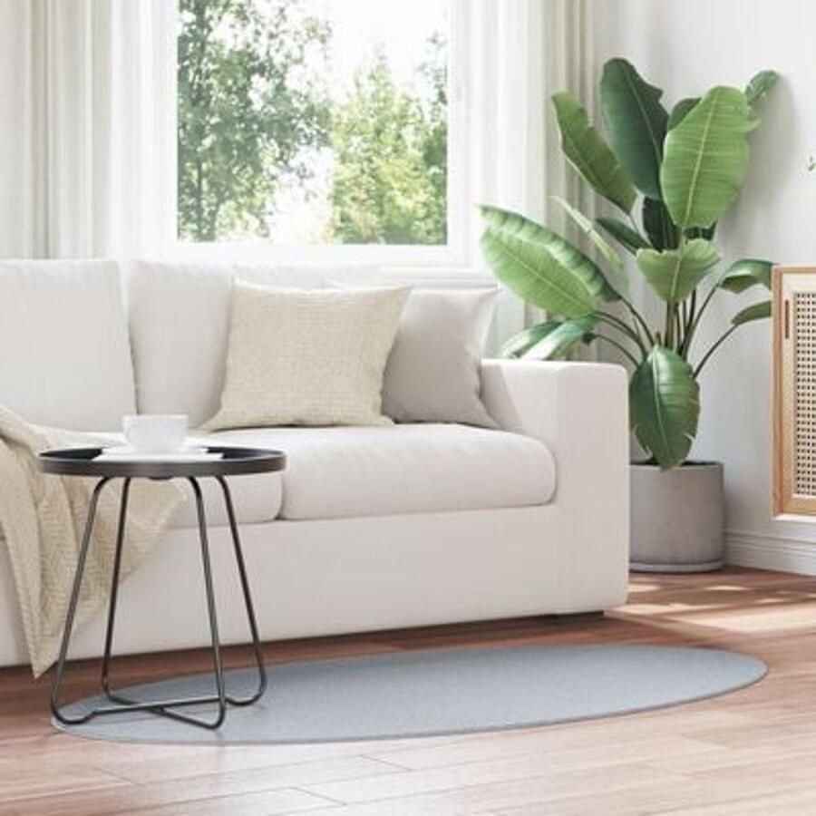 VidaXL Vloerkleden Grijs Katoen 80 x 150 cm Vloerkleed Ovaal