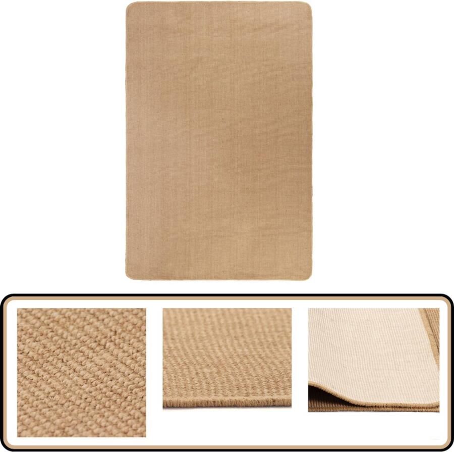 VidaXL Tapijt Jute 140x200 cm Anti-slip Jute Tapijt Natuurtapijt Woonaccessoires Hal Runner Living Room Decor