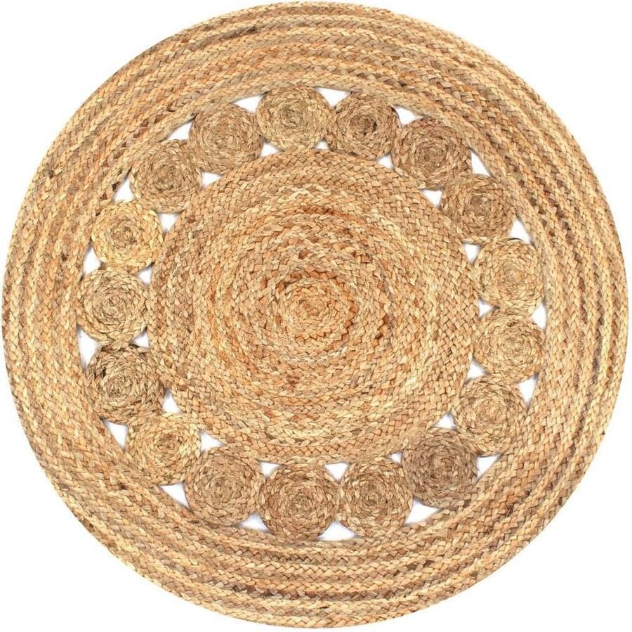 VidaXL -Tapijt-met-ontwerp-rond-90-cm-gevlochten-jute