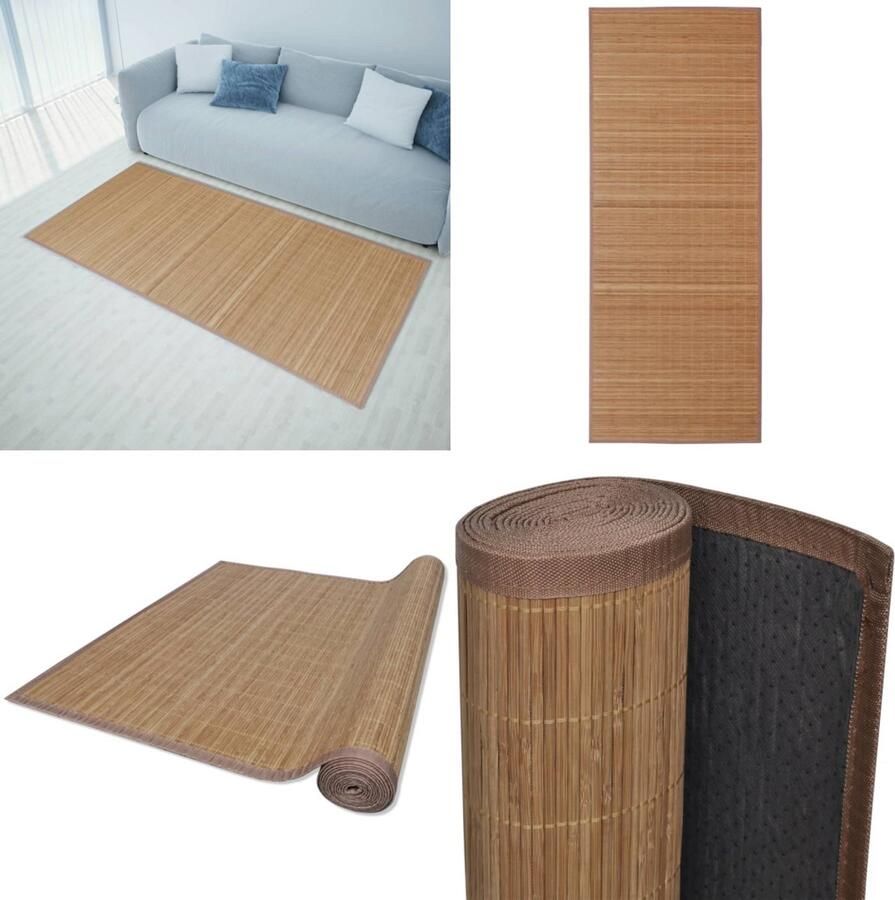 VidaXL Tapijt rechthoekig 120x180 cm bamboe bruin Tapijt Tapijten Vloerkleed Vloermat
