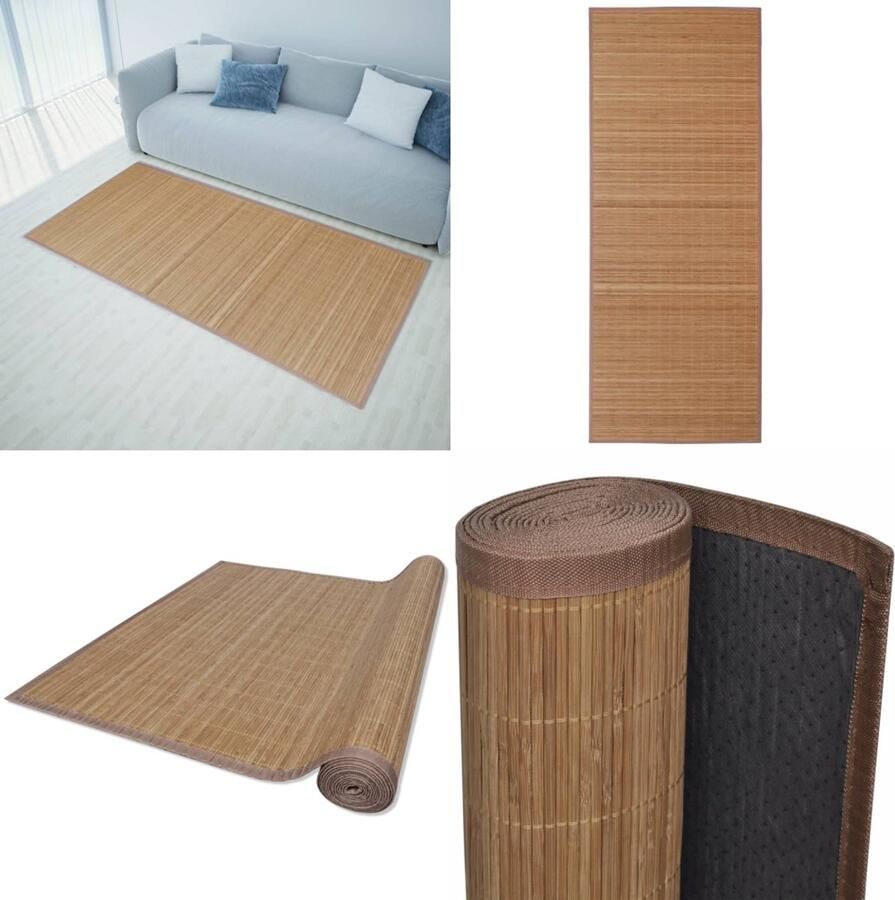 VidaXL Tapijt rechthoekig 150x200 cm bamboe bruin Tapijt Tapijten Vloerkleed Vloermat