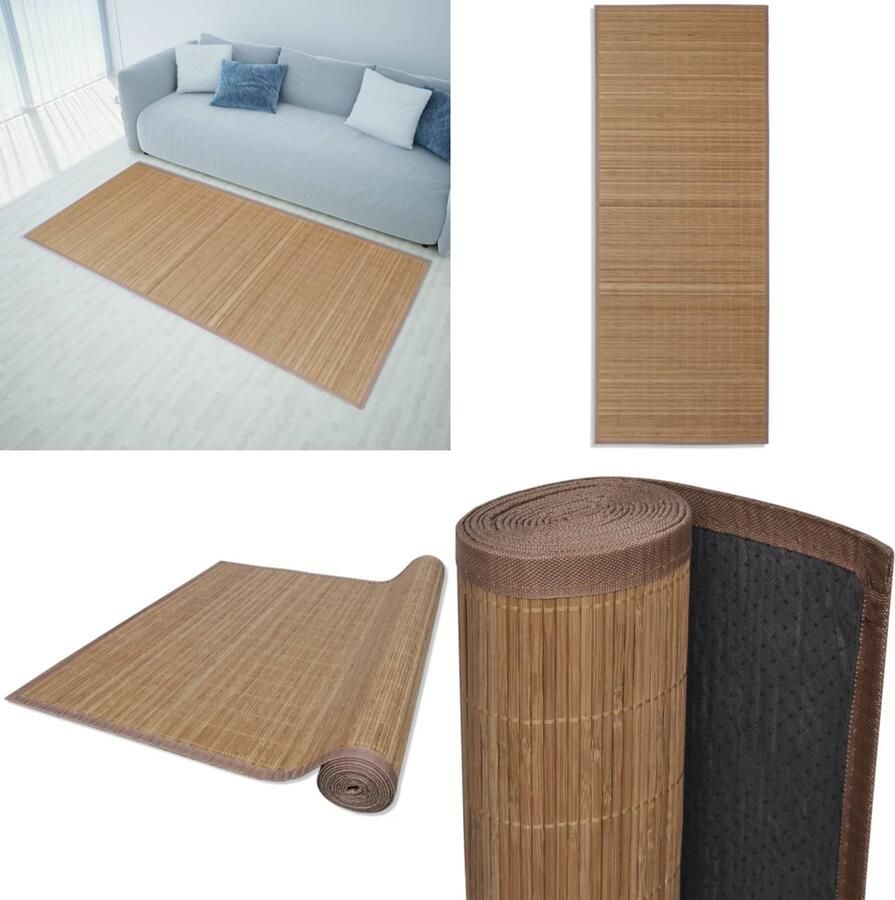 VidaXL Tapijt rechthoekig 80x200 cm bamboe bruin Tapijt Tapijten Vloerkleed Vloermat