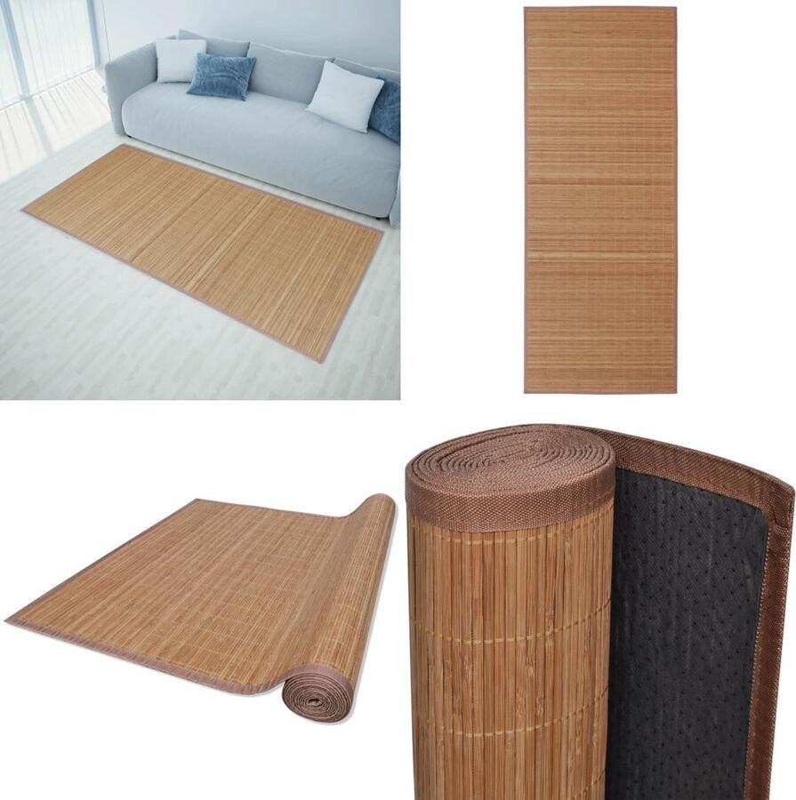 VidaXL Tapijt rechthoekig 80x300 cm bamboe bruin Tapijt Tapijten Vloerkleed Vloermat