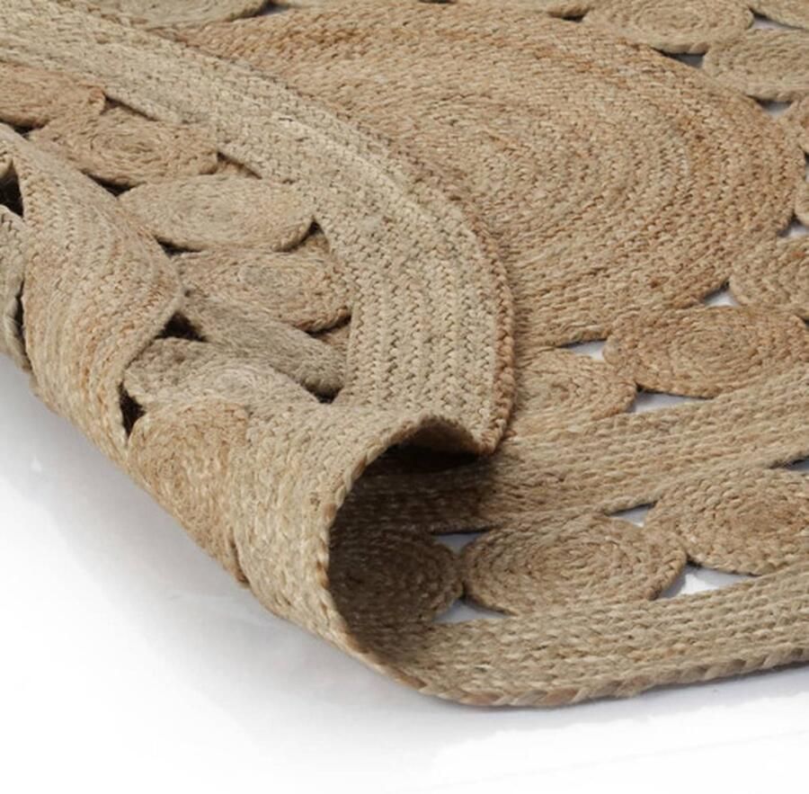 VidaXL Tapijt Rond 180 cm Gevlochten Jute Tapijt Ronde Tapijt Handgemaakte Tapijt Natuurtapijt Vintage Tapijt Woonaccessoires Living Accessoires - Foto 2