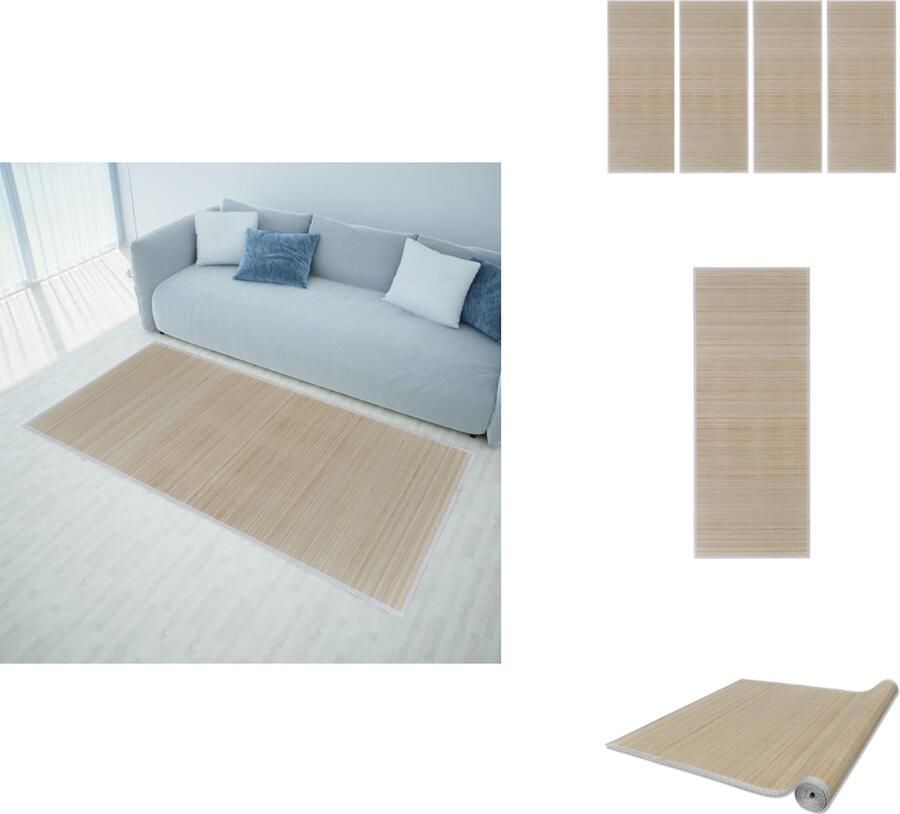 The Living Store Tapijten 4 st rechthoekig 120x180 cm bamboe natuurlijk Bamboe Tapijt Vloertapijt Natuurtapijt Beige Tapijt Livingroom Decoratie