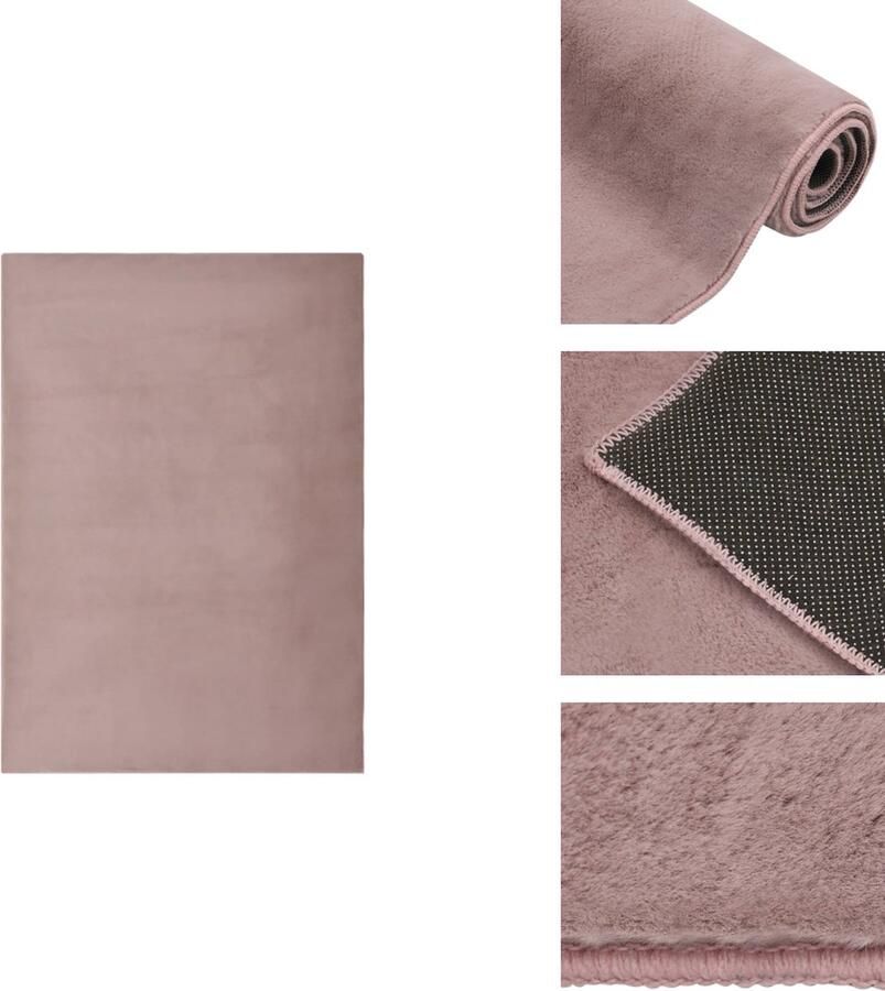 VidaXL Tapijt Tapijten Kleed Kleden Vloerkleed 200x300 cm kunstkonijnenbont oudroze