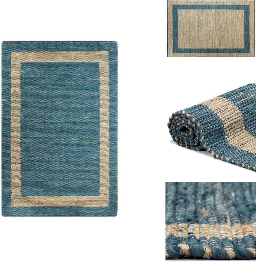VidaXL Tapijt Tapijten Kleed Kleden Vloerkleed handgemaakt 120x180 cm jute blauw