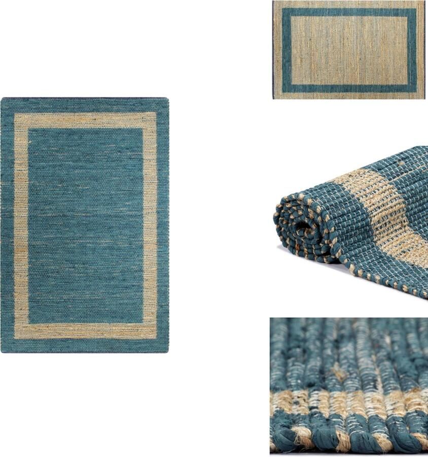 VidaXL Tapijt Tapijten Kleed Kleden Vloerkleed handgemaakt 80x160 cm jute blauw