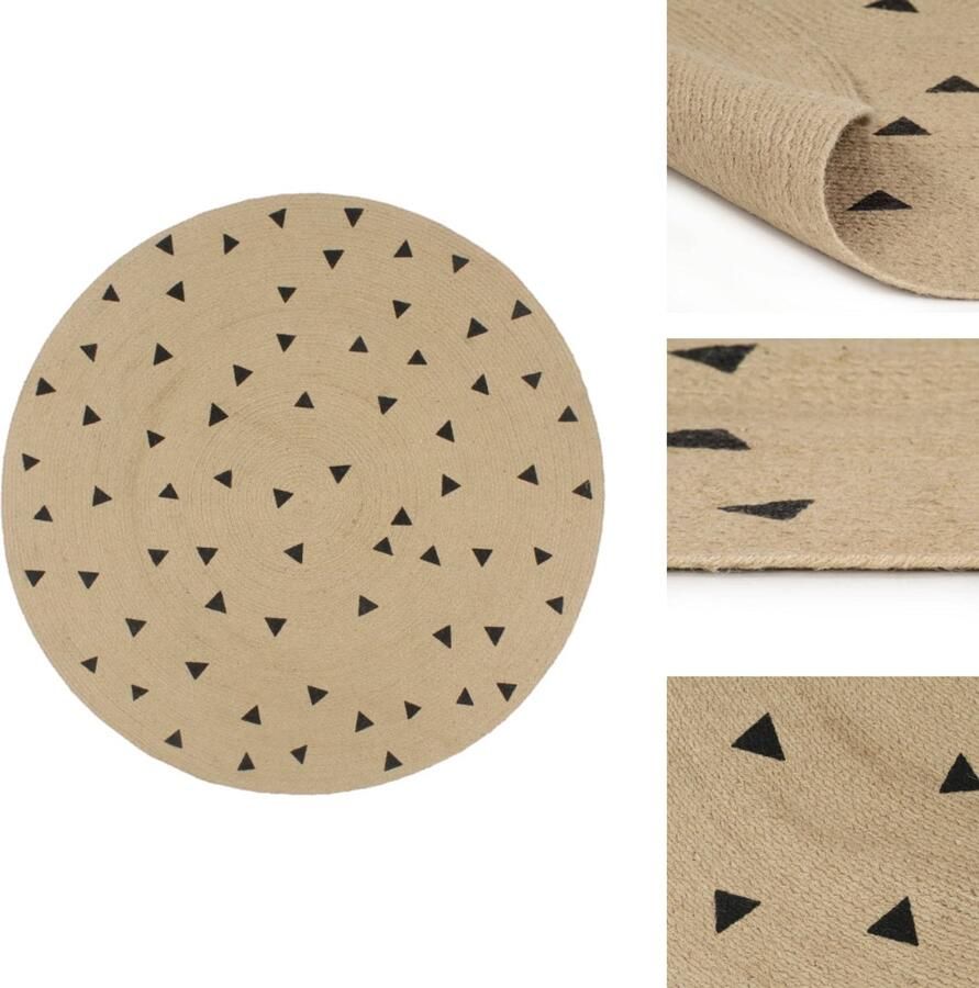 VidaXL Tapijt Tapijten Kleed Kleden Vloerkleed handgemaakt met driehoek print 120 cm jute