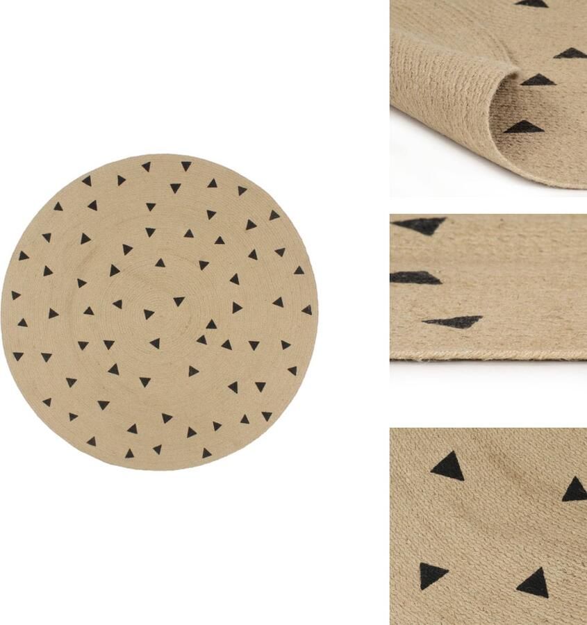 VidaXL Tapijt Tapijten Kleed Kleden Vloerkleed handgemaakt met driehoek print 150 cm jute