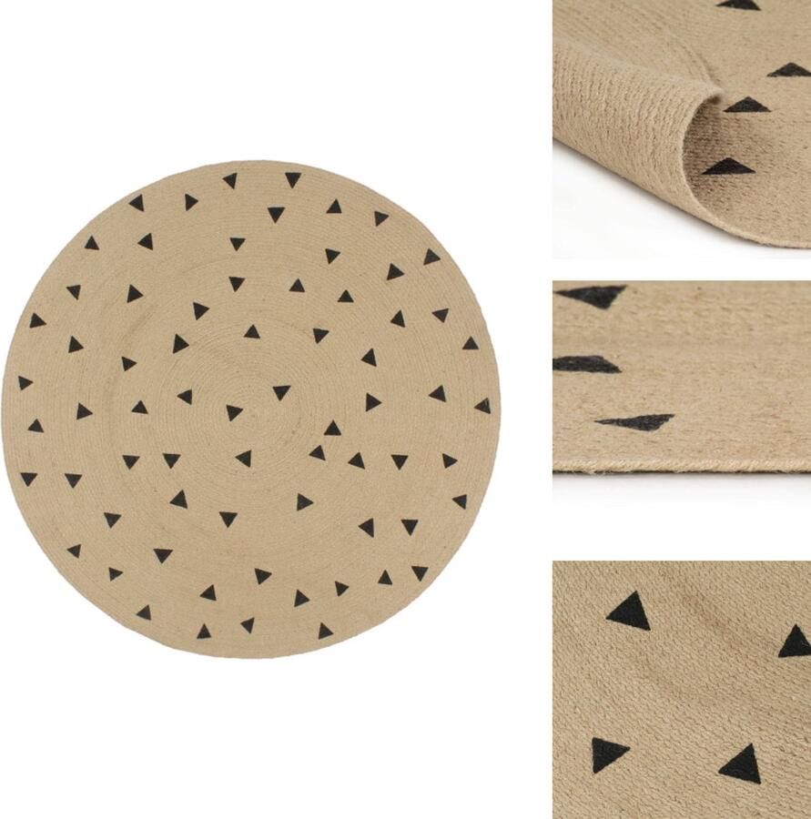 VidaXL Tapijt Tapijten Kleed Kleden Vloerkleed handgemaakt met driehoek print 90 cm jute