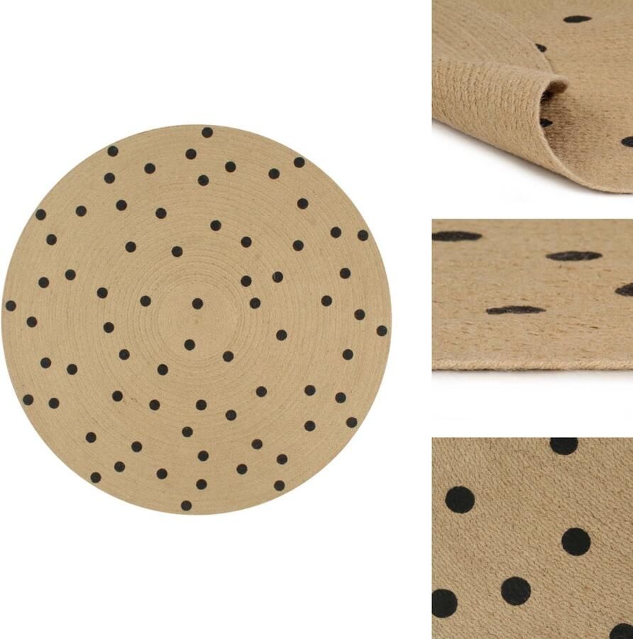 VidaXL Tapijt Tapijten Kleed Kleden Vloerkleed handgemaakt met print polkadot 120 cm jute