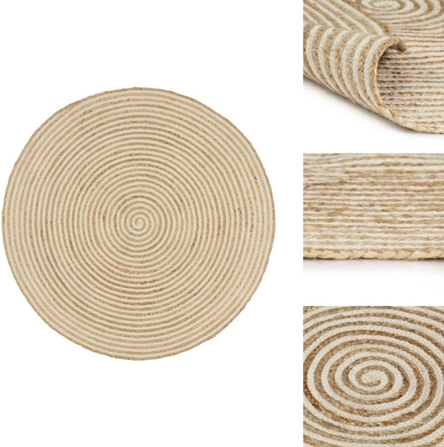 VidaXL Handgemaakt Vloerkleed Jute & Katoen 120 cm Tapijt Jute Vloerkleed Jute Handgemaakt Tapijt Natuurdecoratie Bohemian Style