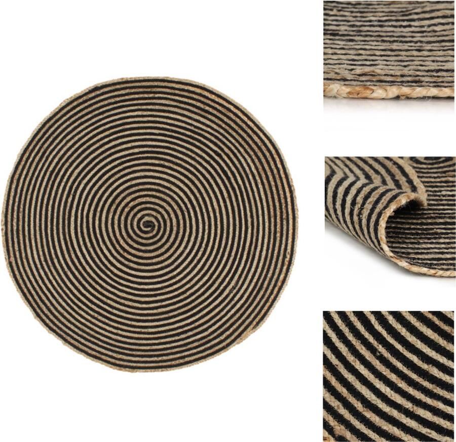 VidaXL Tapijt Tapijten Kleed Kleden Vloerkleed handgemaakt met spiraal ontwerp 90 cm jute zwart