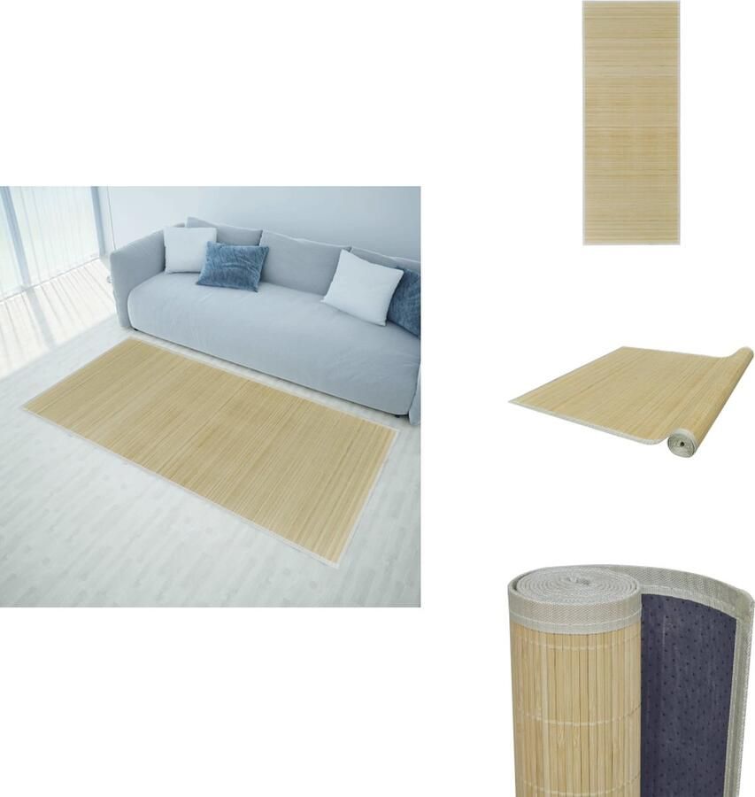 VidaXL Tapijt Tapijten Vloerkleed Vloermat Rechthoekige bamboe mat 80 x 300 cm (Neutraal)